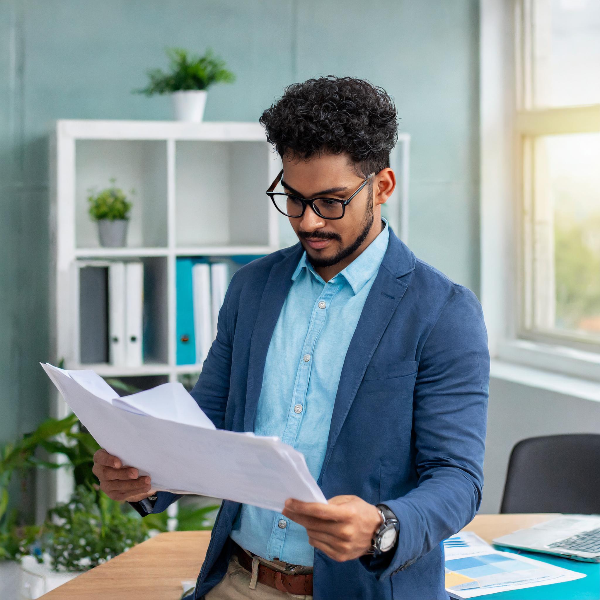 Firefly Challenges and Opportunities in business; young man looking at reports 5885